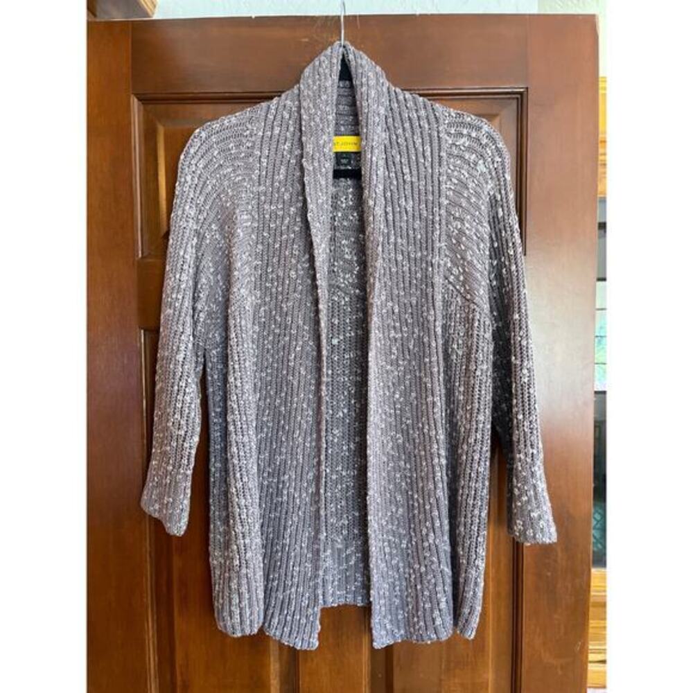 ST. JOHN yellow label viscose shawl collar open front cardigan Large